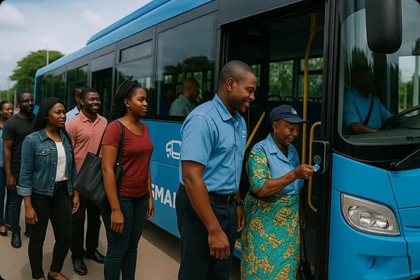Passengers boarding an Enugu Smart Bus